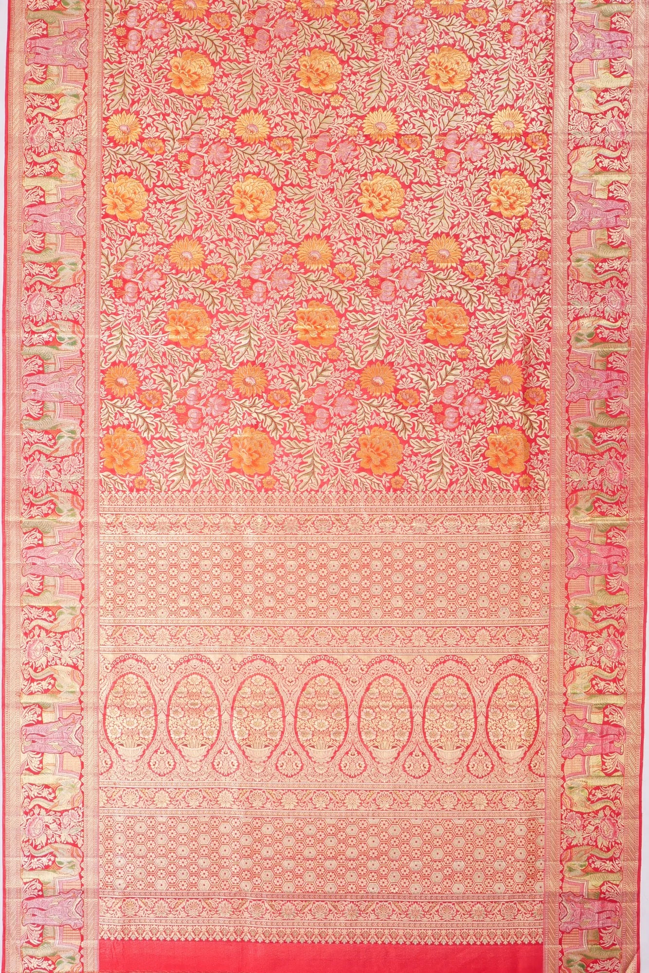 Kankatala Kanchipuram Silk Tissue Brocade Red Saree g2