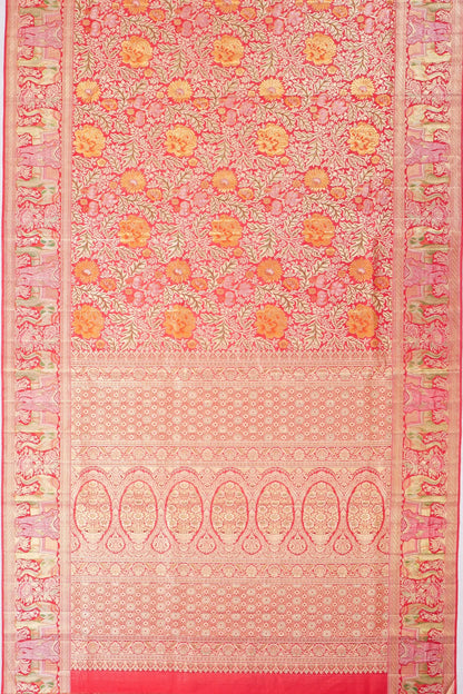 Kankatala Kanchipuram Silk Tissue Brocade Red Saree g2