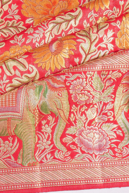 Kankatala Kanchipuram Silk Tissue Brocade Red Saree g2