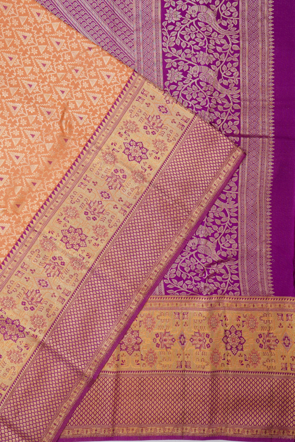 Kanchipuram Silk Brocade Orange Saree