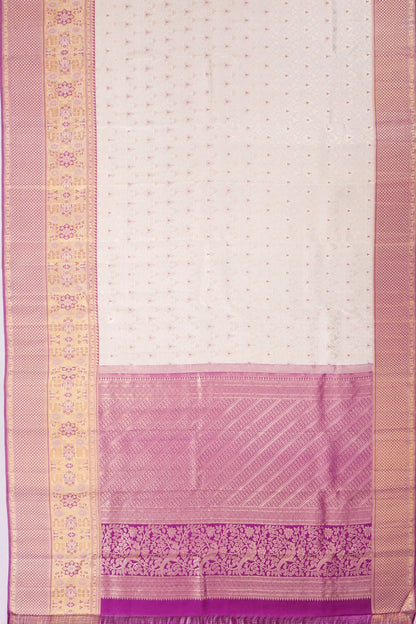Kankatala Kanchipuram Silk Brocade White Saree g2