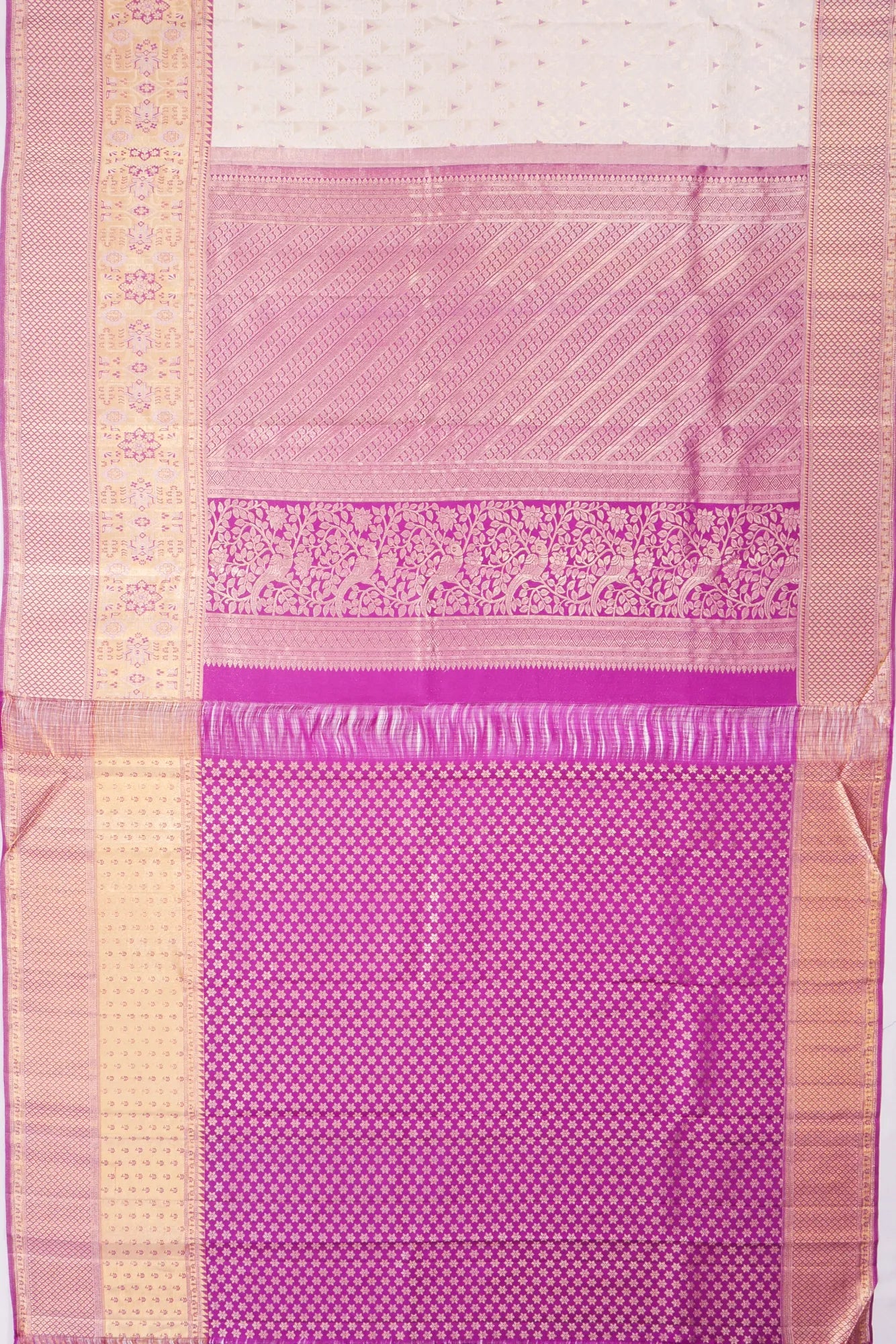 Kankatala Kanchipuram Silk Brocade White Saree g2