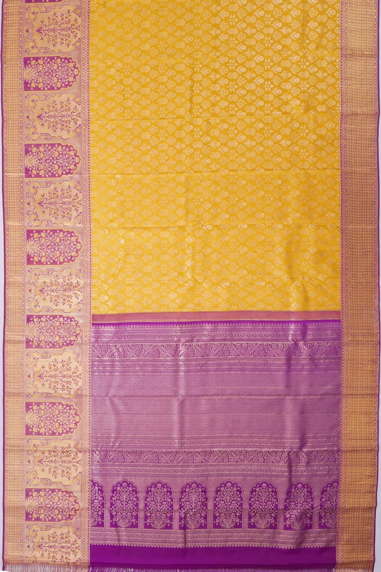 Kankatala Kanchipuram Silk Brocade Yellow Saree g2