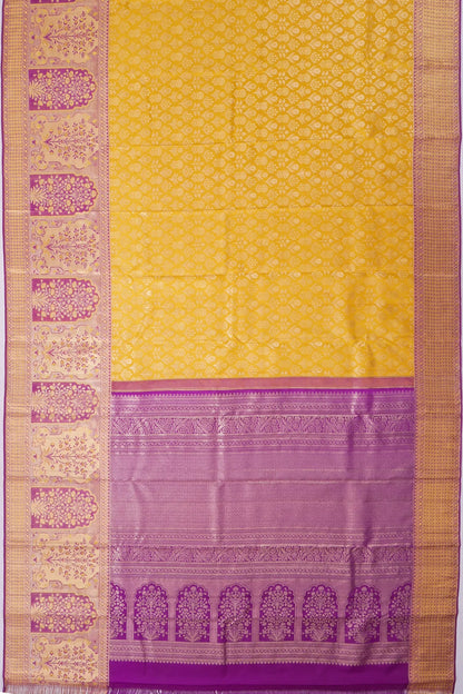 Kankatala Kanchipuram Silk Brocade Yellow Saree g2