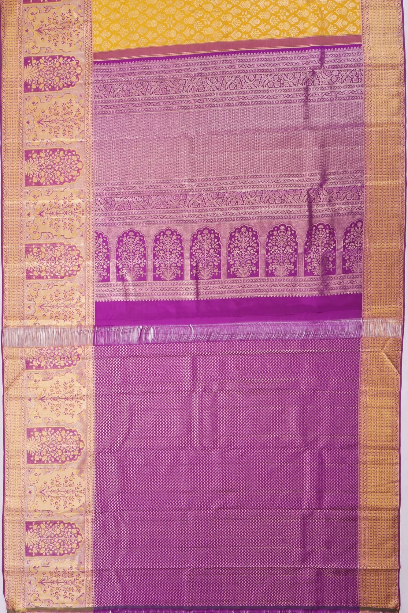 Kankatala Kanchipuram Silk Brocade Yellow Saree g2
