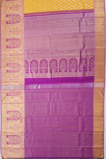Kankatala Kanchipuram Silk Brocade Yellow Saree g2