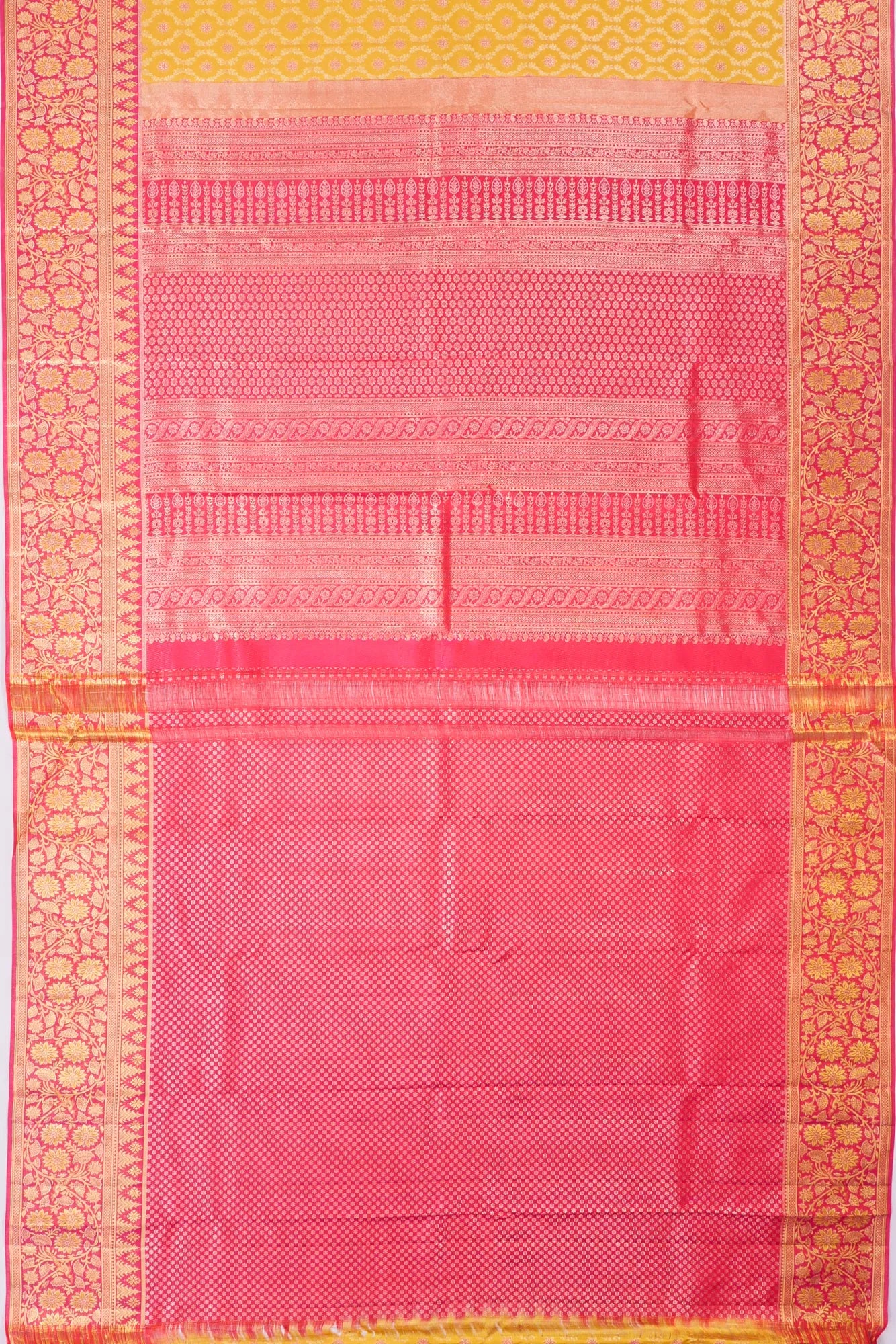 Kanchipuram Silk Brocade Yellow Saree