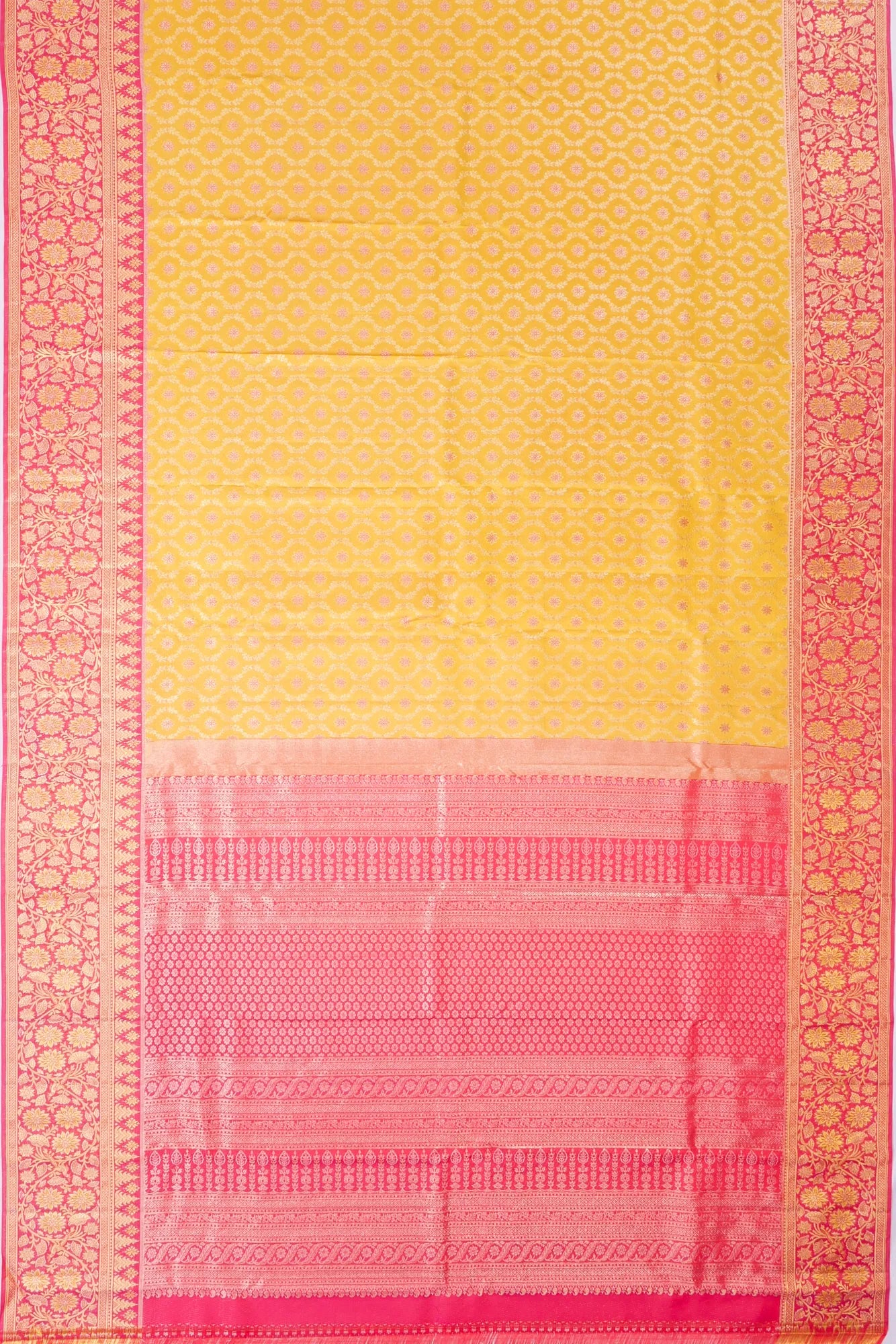 Kankatala Kanchipuram Silk Brocade Yellow Saree g2