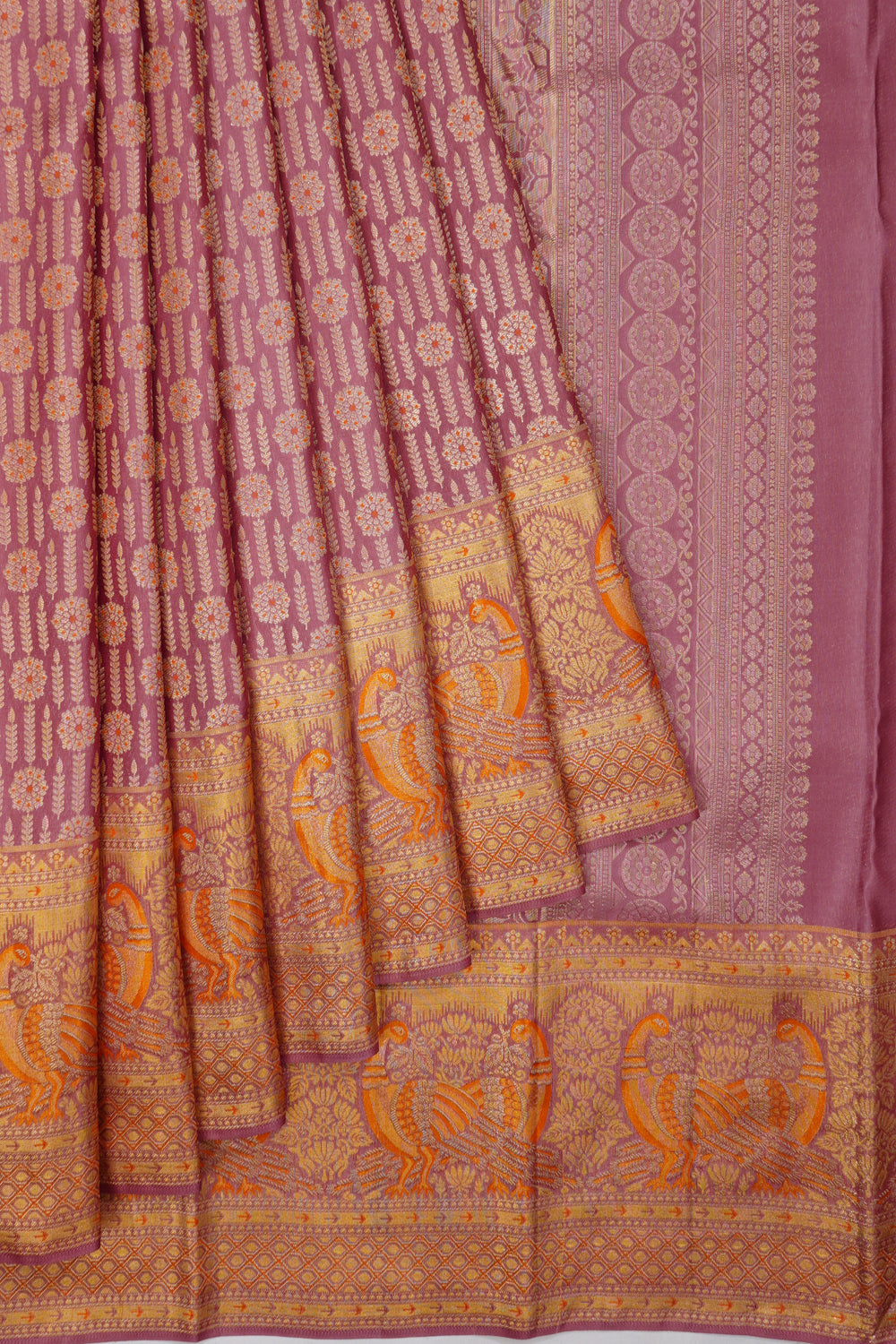 Kanchipuram Silk Brocade Lilac Saree
