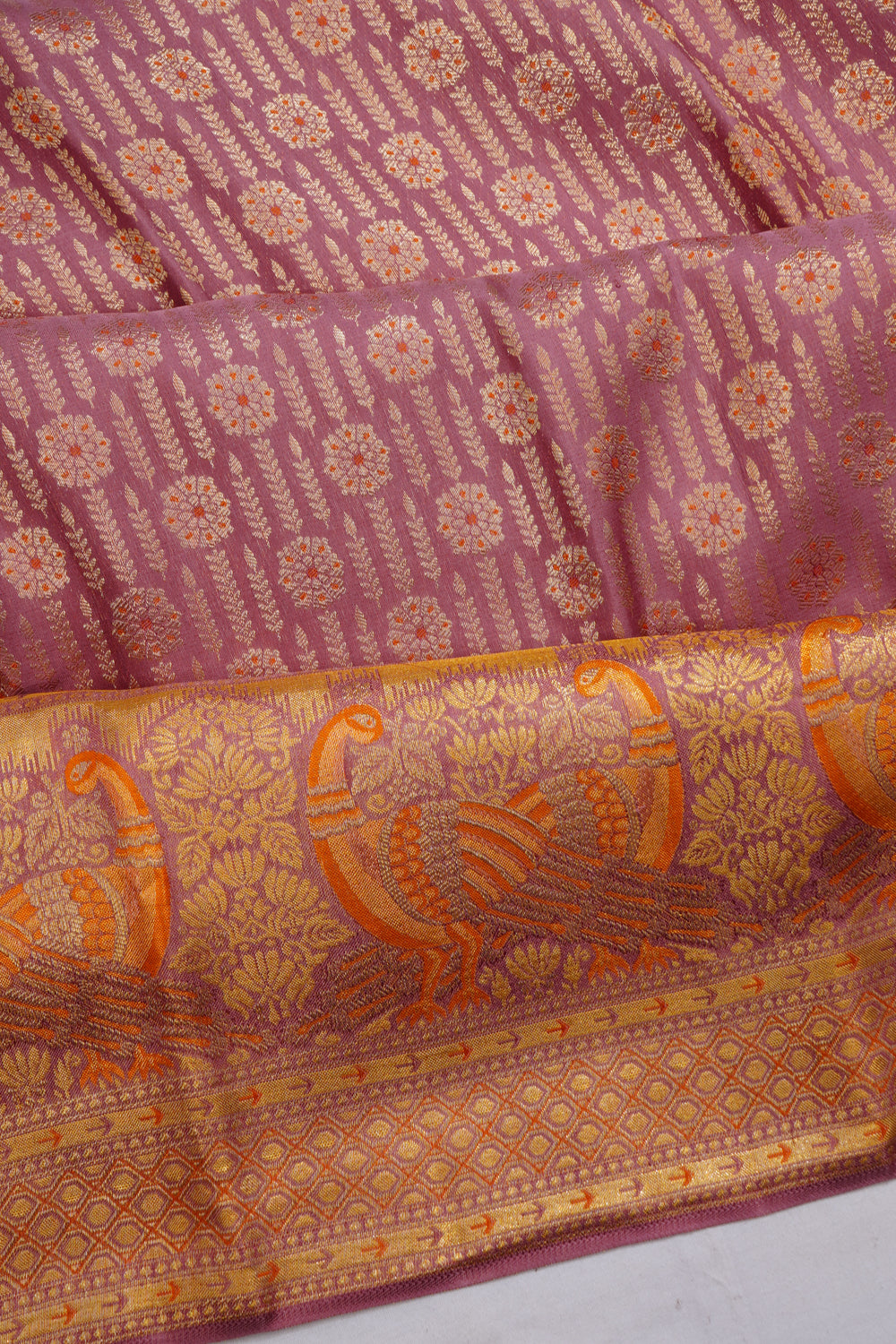 Kanchipuram Silk Brocade Lilac Saree