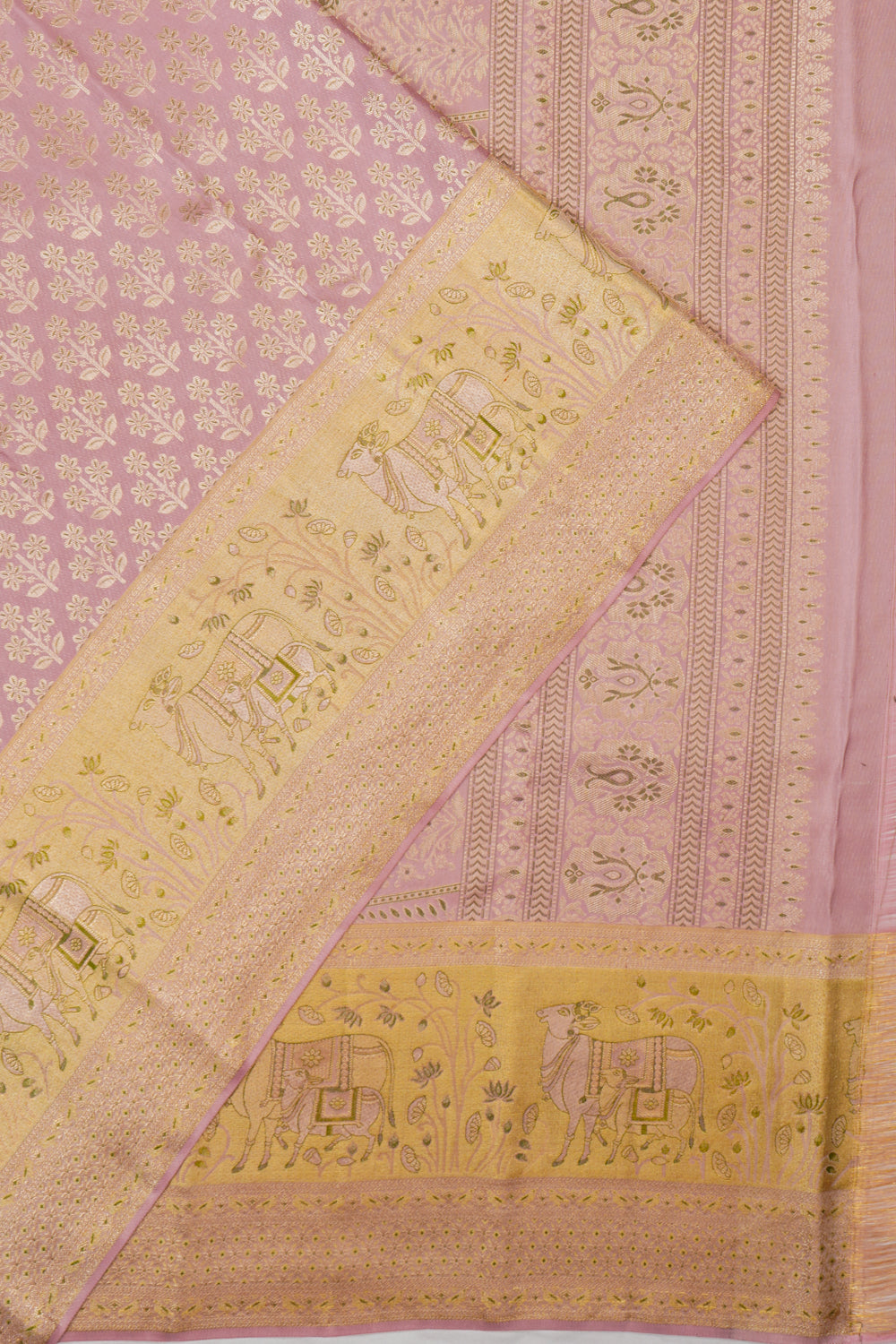 Kanchipuram Silk Brocade Peach Saree