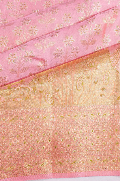 Kankatala Kanchipuram Silk Brocade Baby Pink Saree g2