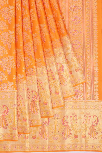 Kankatala Kanchipuram Silk Brocade Orange Saree g2