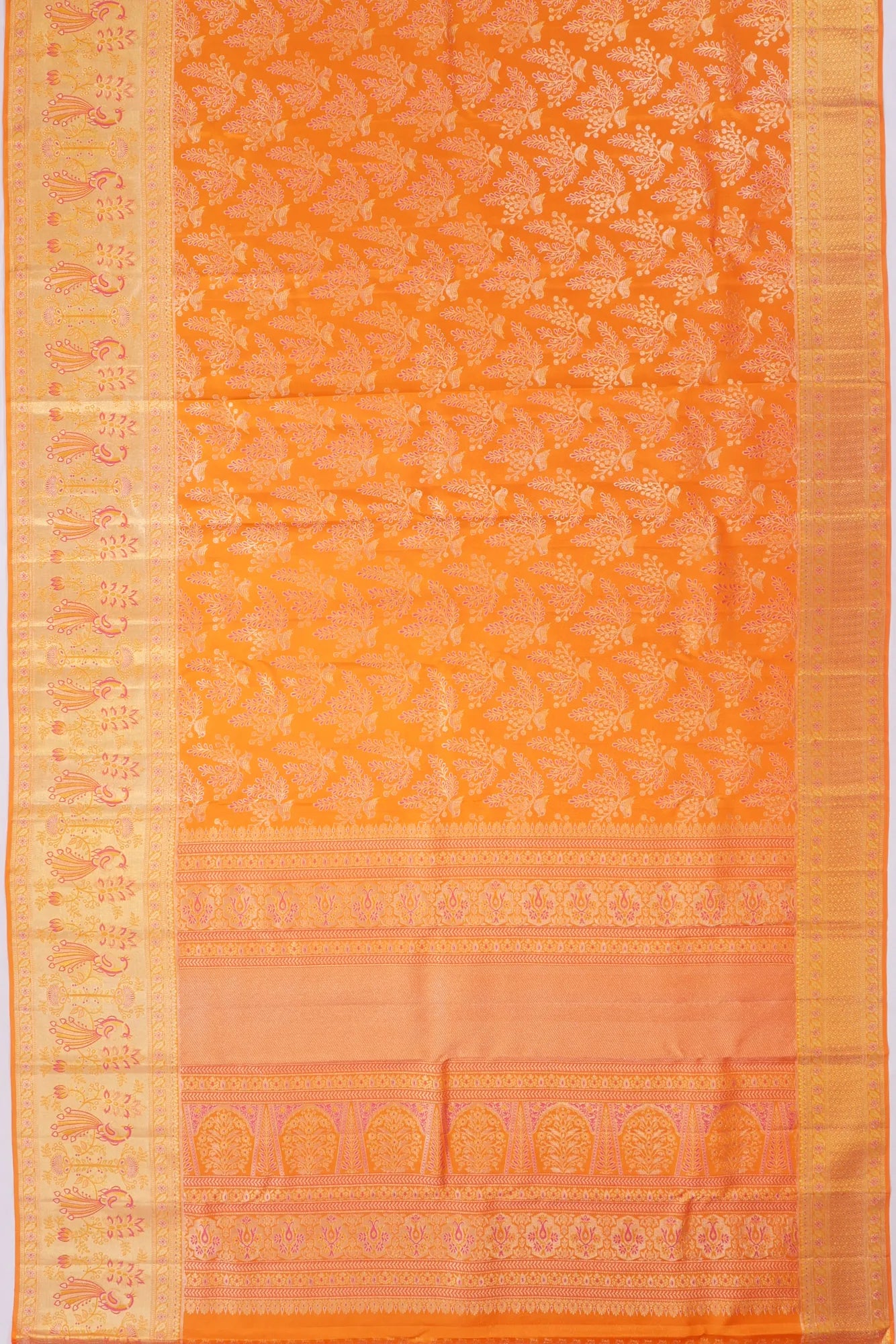 Kankatala Kanchipuram Silk Brocade Orange Saree g2
