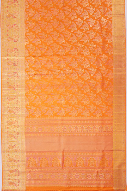 Kankatala Kanchipuram Silk Brocade Orange Saree g2