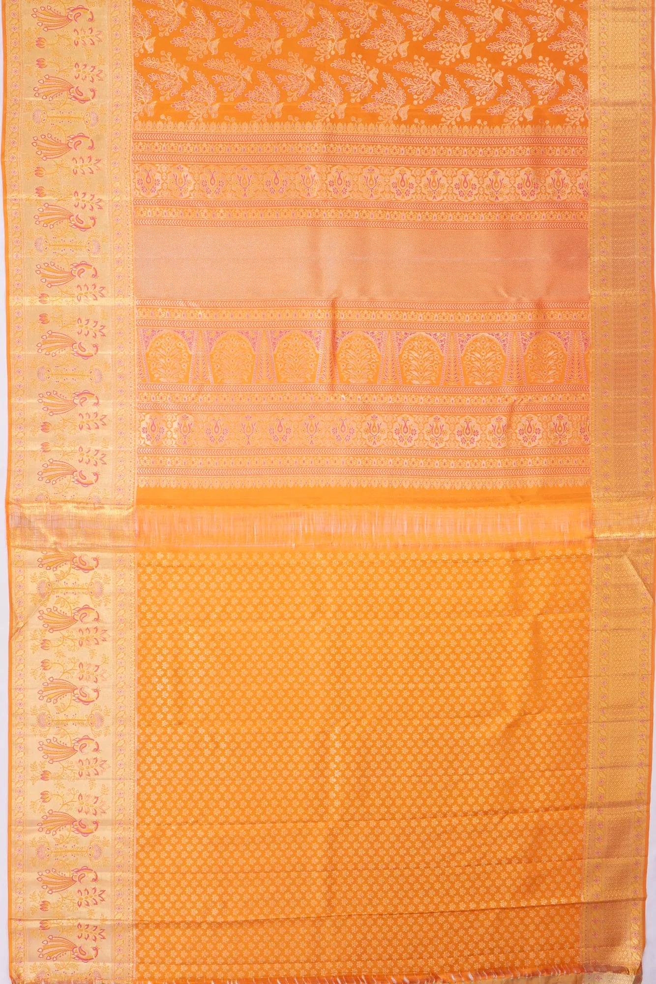 Kankatala Kanchipuram Silk Brocade Orange Saree g2