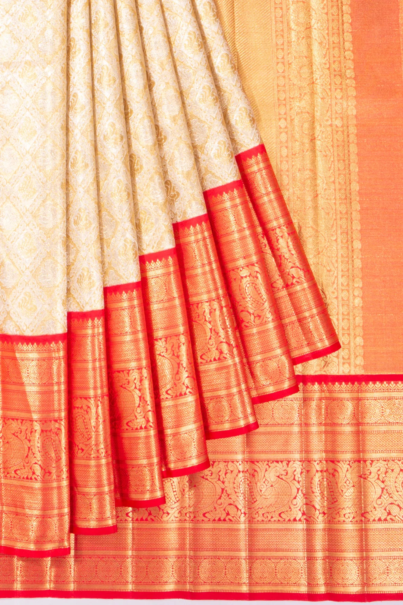 Kanchipuram Silk Tissue Brocade Gold Saree
