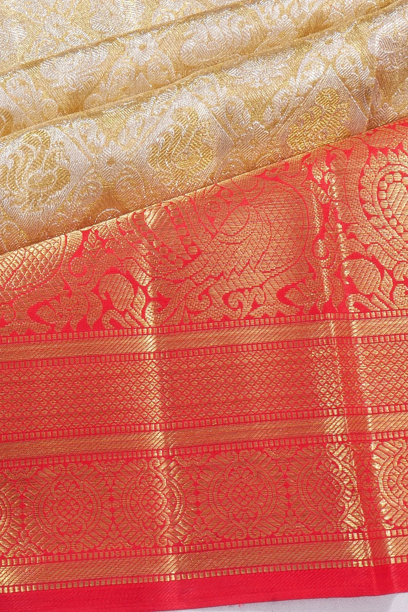 Kanchipuram Silk Tissue Brocade Gold Saree