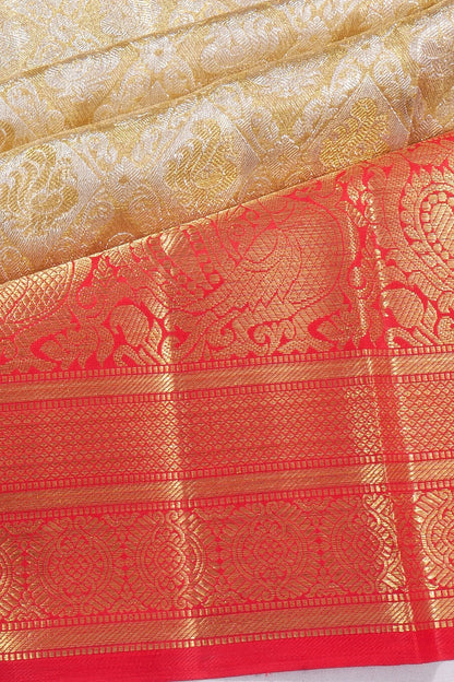 Kankatala Kanchipuram Silk Tissue Brocade Gold Saree g2