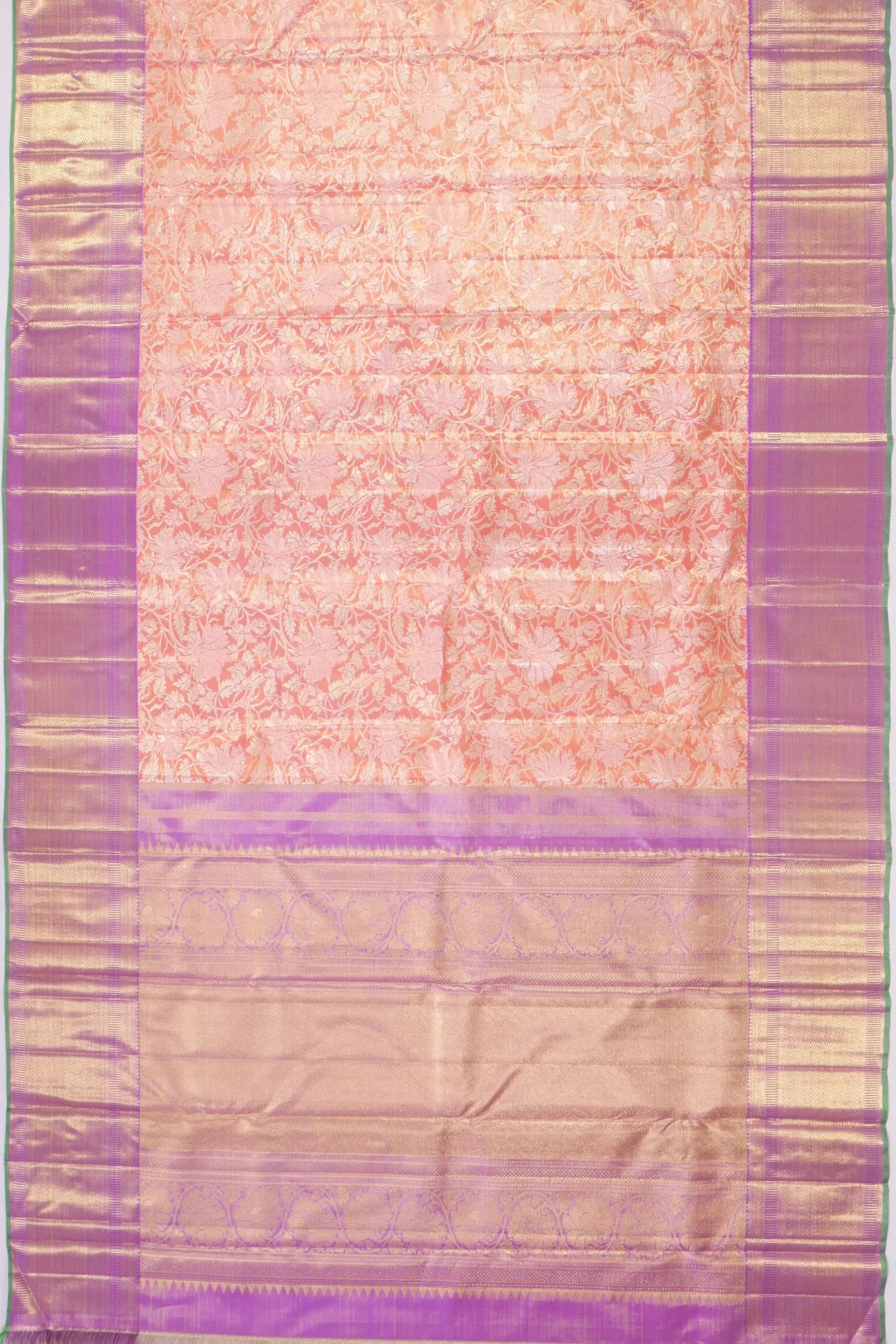 Kankatala Kanchipuram Silk Tissue Orange Saree g2