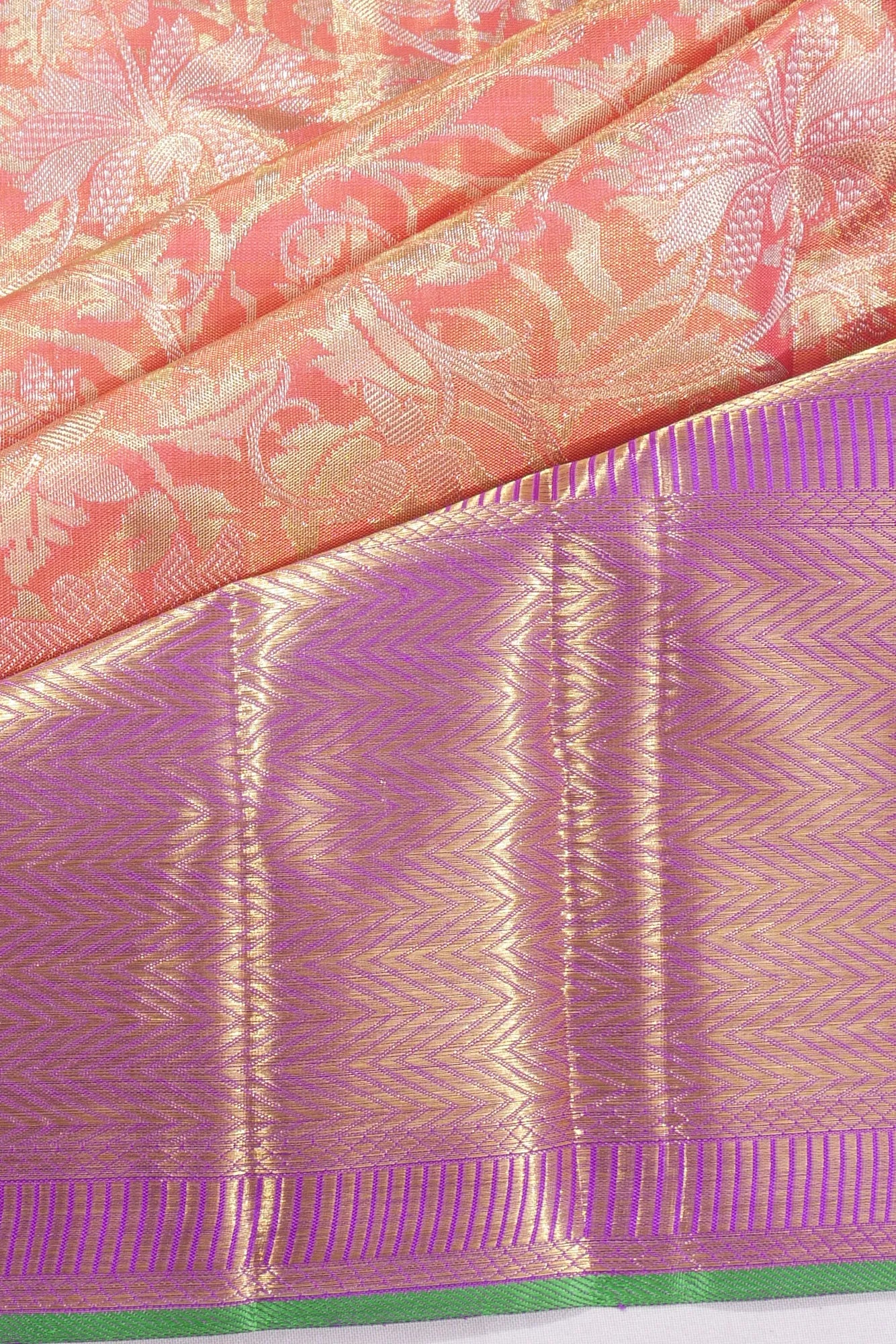 Kankatala Kanchipuram Silk Tissue Orange Saree g2