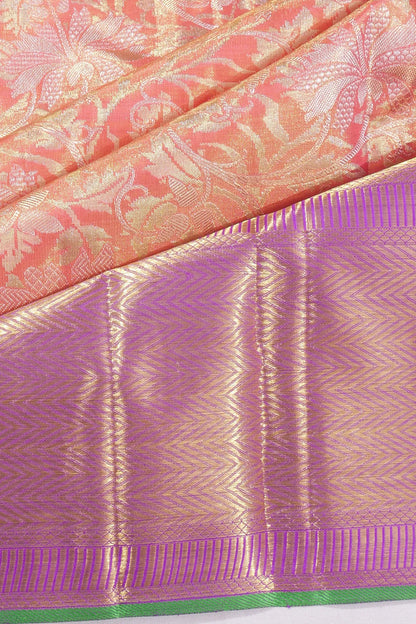 Kankatala Kanchipuram Silk Tissue Orange Saree g2