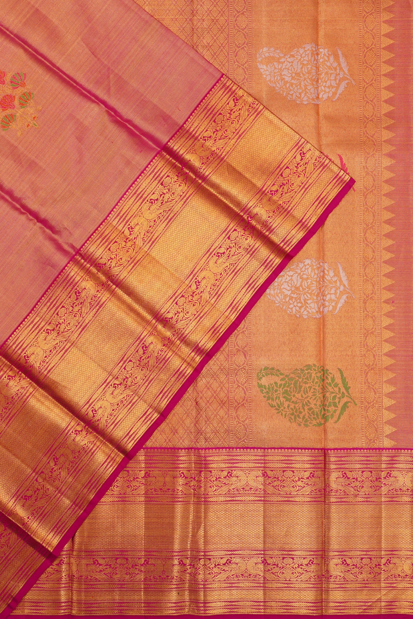 Kanchipuram Silk Tissue Butta Pink Saree