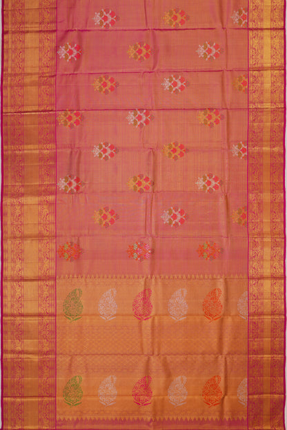 Kanchipuram Silk Tissue Butta Pink Saree