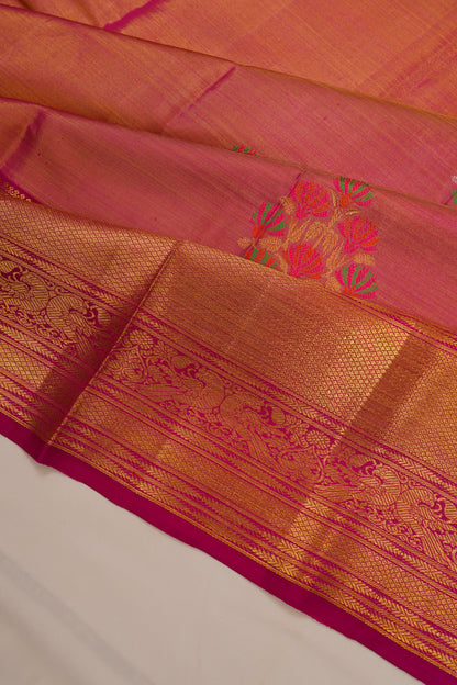 Kanchipuram Silk Tissue Butta Pink Saree