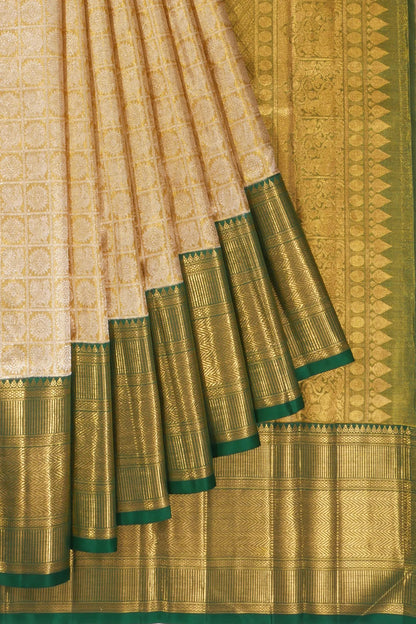 Kankatala Kanchipuram Silk Checks And Butta Gold Saree g2