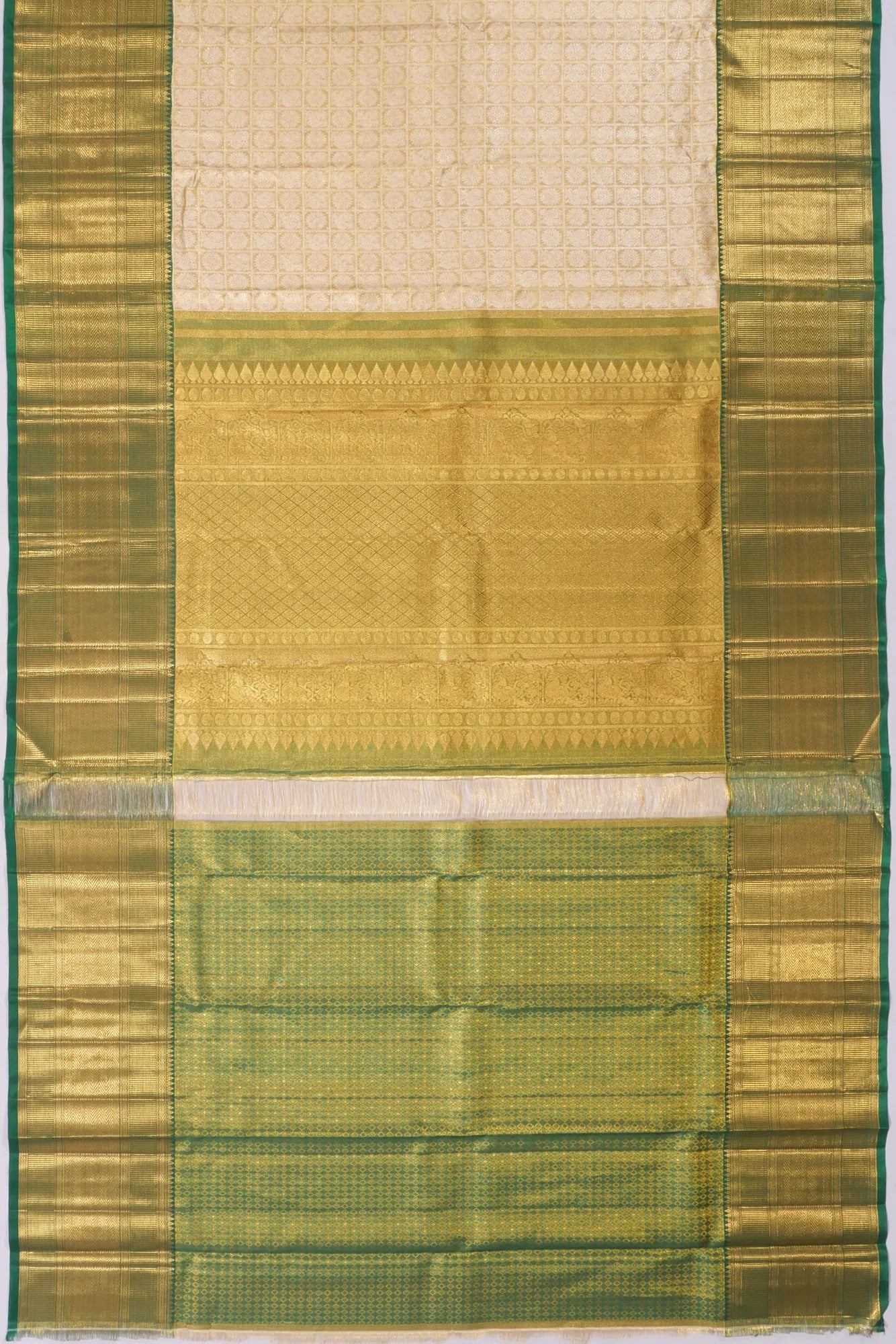 Kankatala Kanchipuram Silk Checks And Butta Gold Saree g2