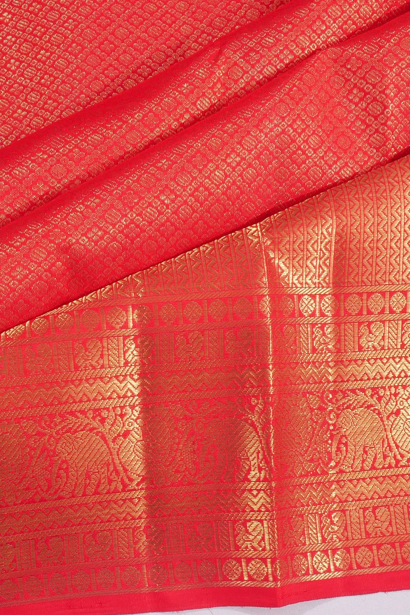 Kankatala Kanchipuram Silk Brocade Red Saree g2