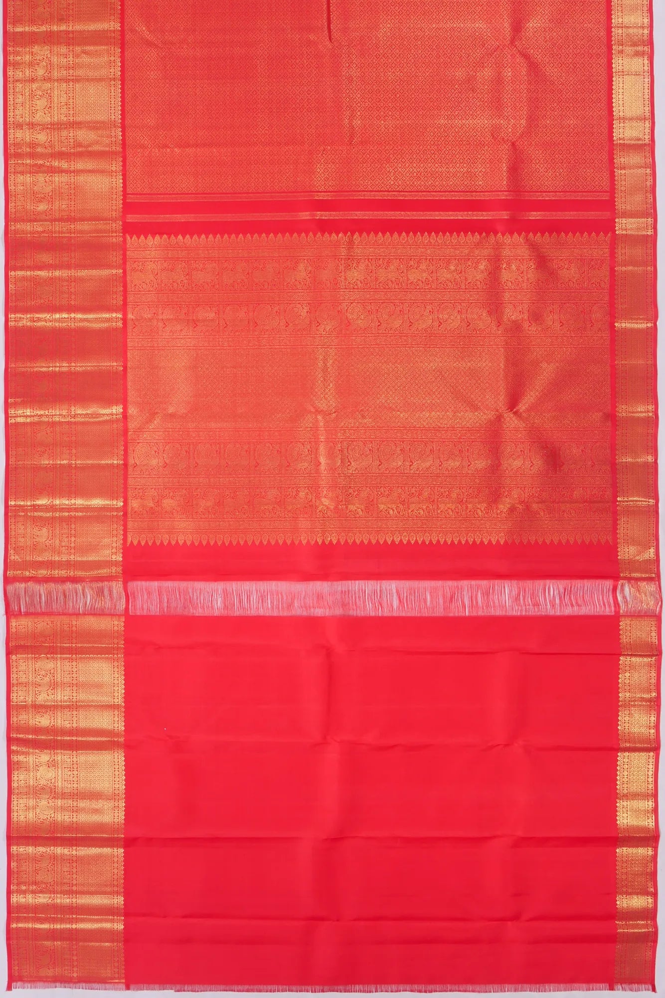Kankatala Kanchipuram Silk Brocade Red Saree g2