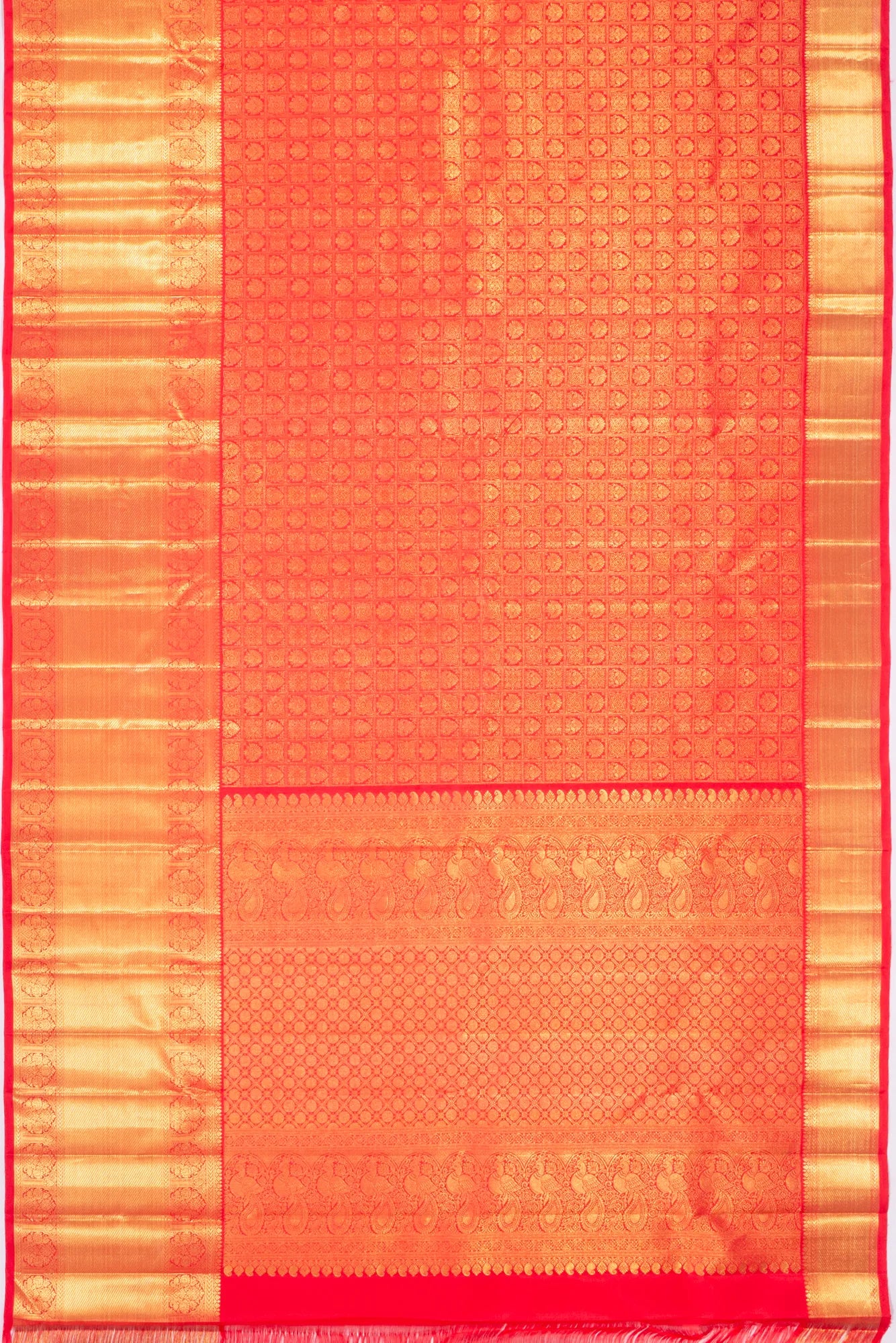 Kankatala Kanchipuram Silk Checks And Butta Red Saree g2