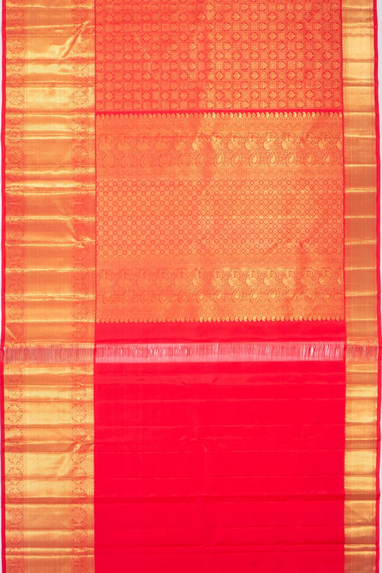 Kankatala Kanchipuram Silk Checks And Butta Red Saree g2