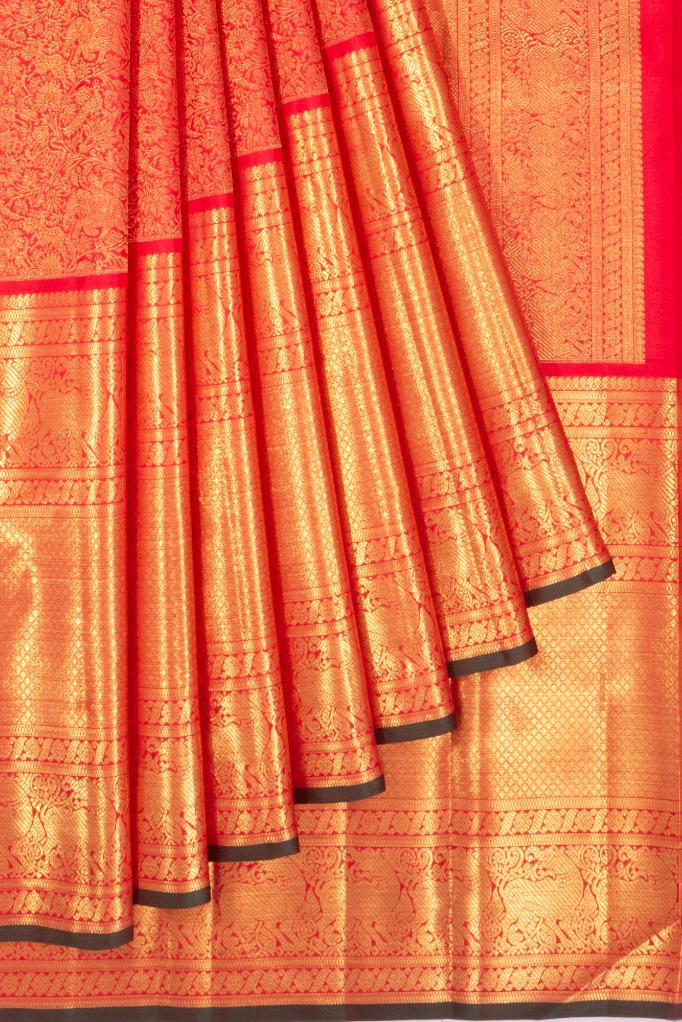 Kankatala Kanchipuram Silk Vanasingaram Jaal Red Saree g2