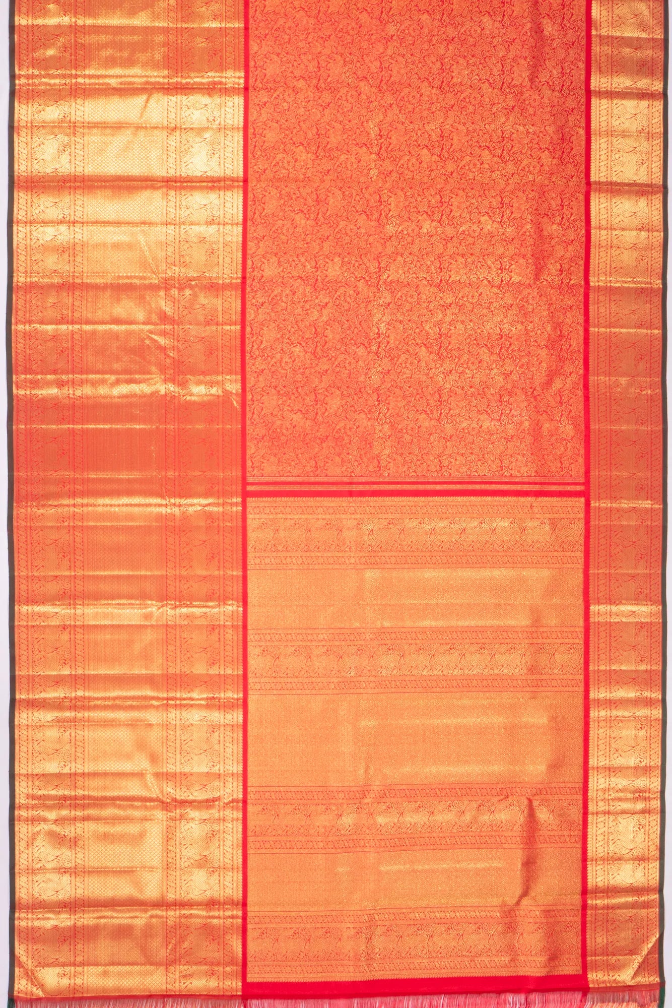 Kankatala Kanchipuram Silk Vanasingaram Jaal Red Saree g2