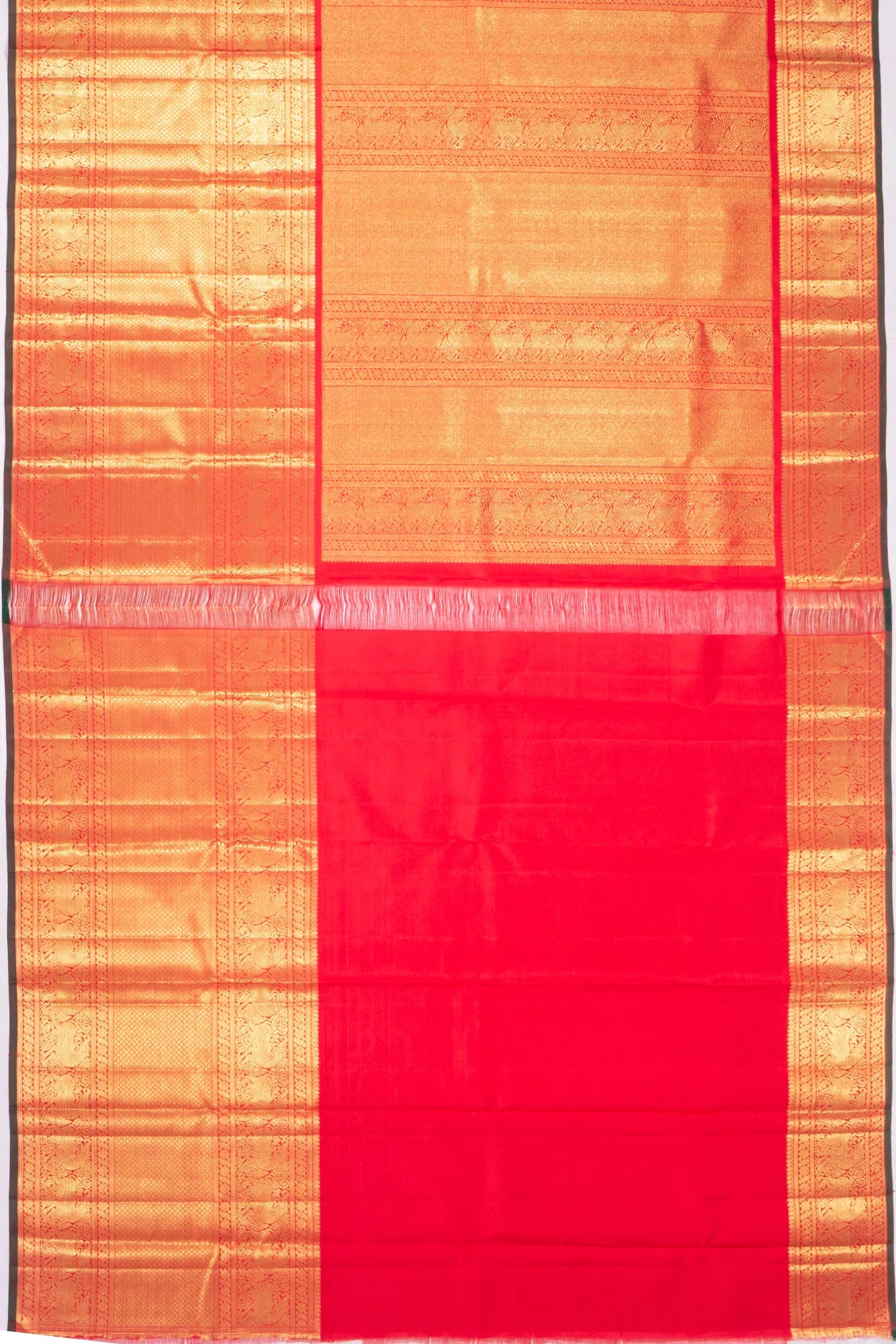 Kankatala Kanchipuram Silk Vanasingaram Jaal Red Saree g2