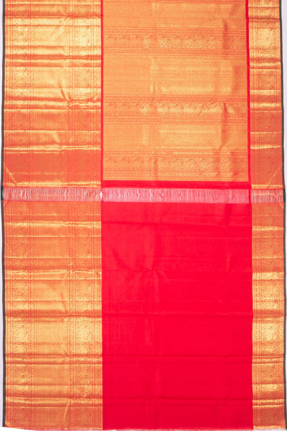 Kankatala Kanchipuram Silk Vanasingaram Jaal Red Saree g2