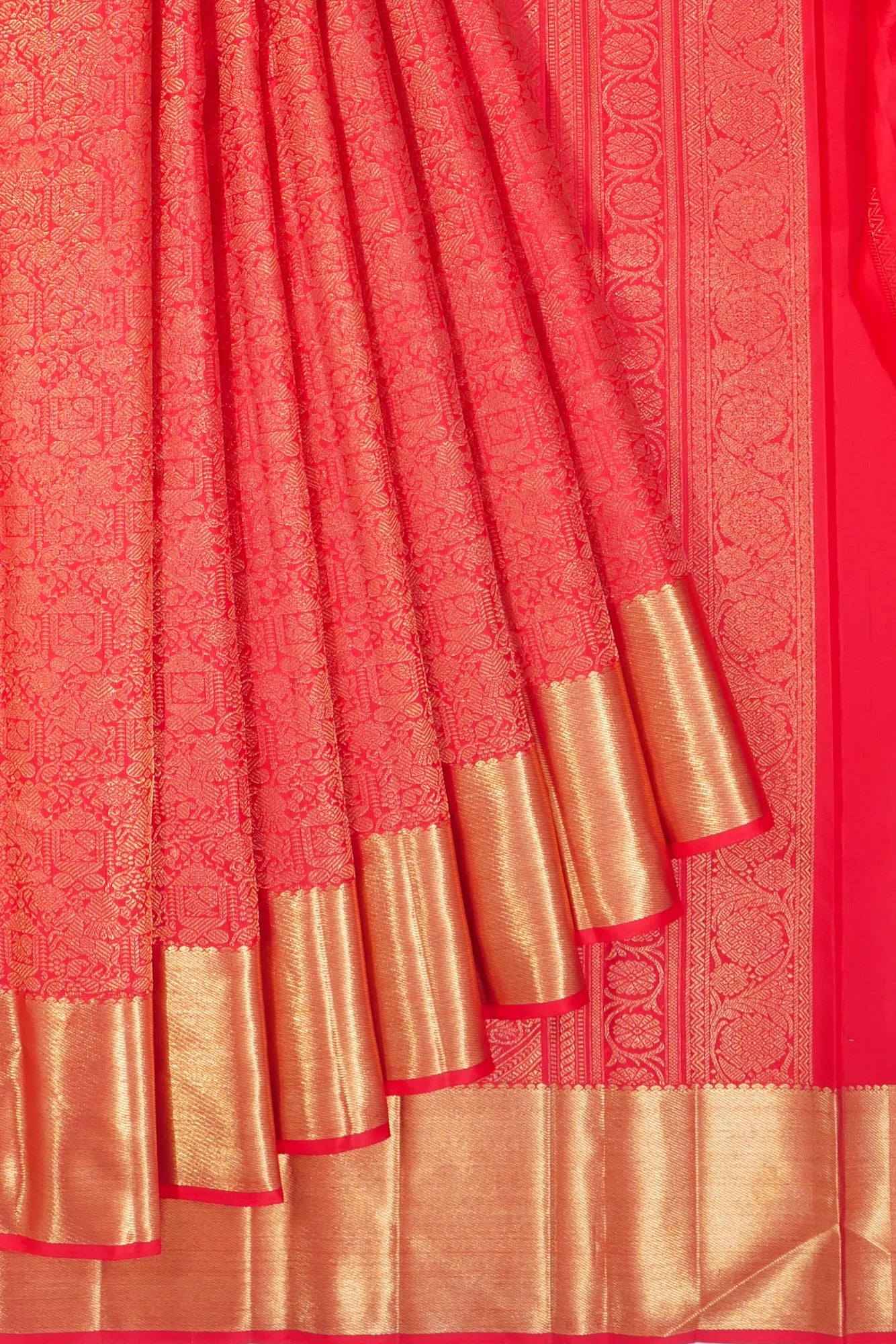 Kankatala Kanchipuram Silk Brocade Red Saree g2