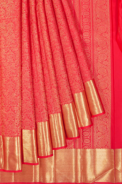 Kankatala Kanchipuram Silk Brocade Red Saree g2