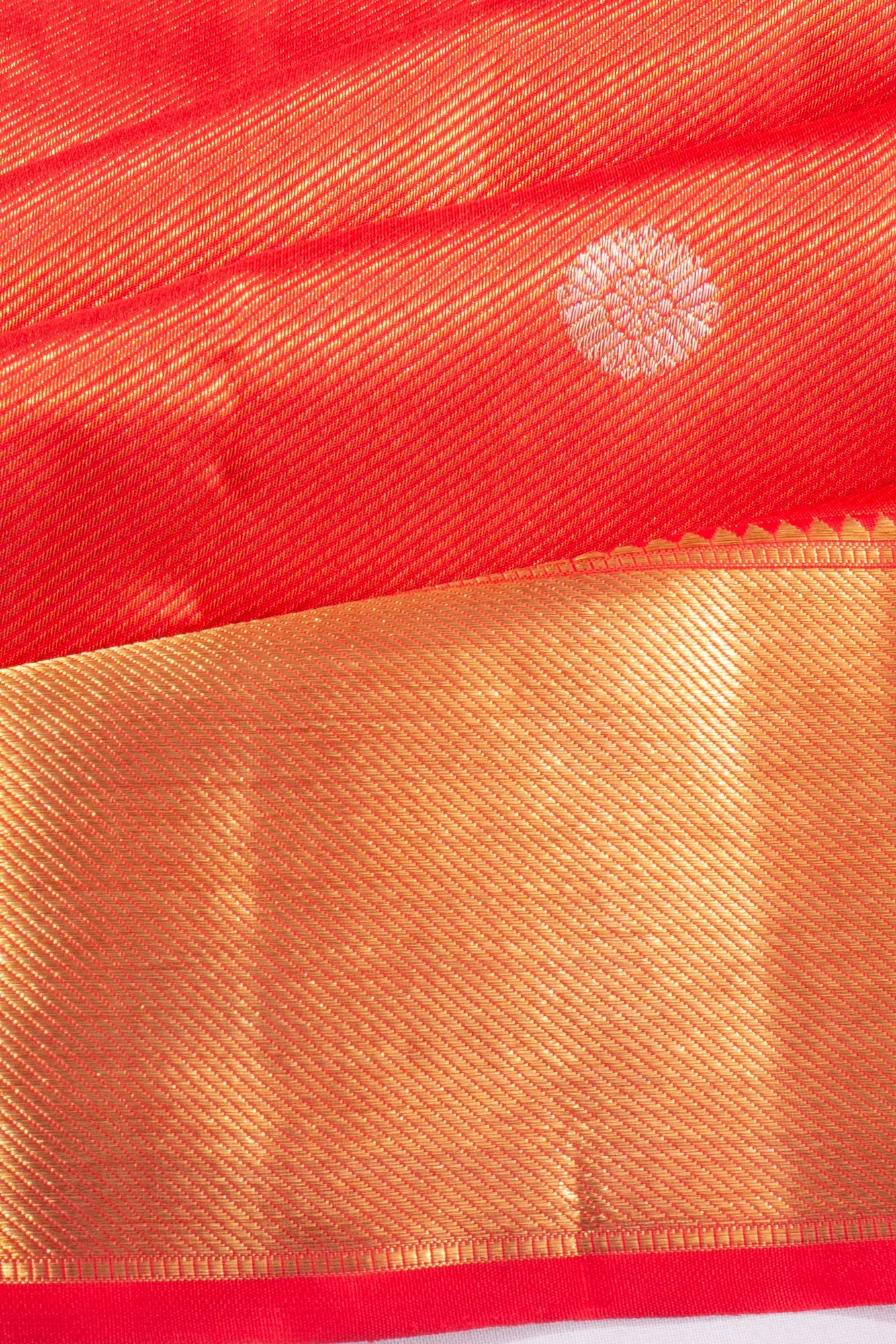 Kanchipuram Silk Tissue And Butta Red Saree