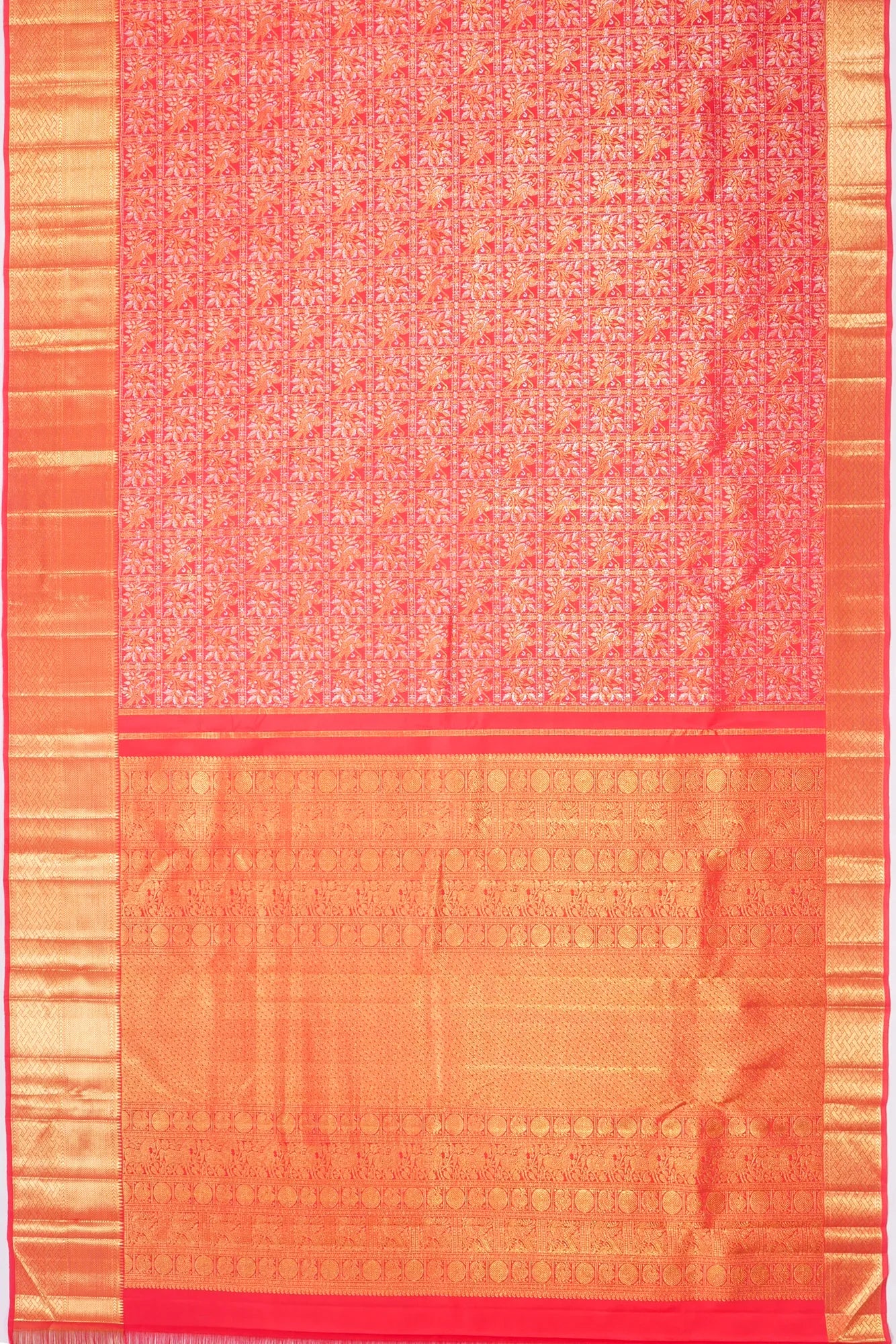 Kankatala Kanchipuram Silk Brocade Red Saree g2