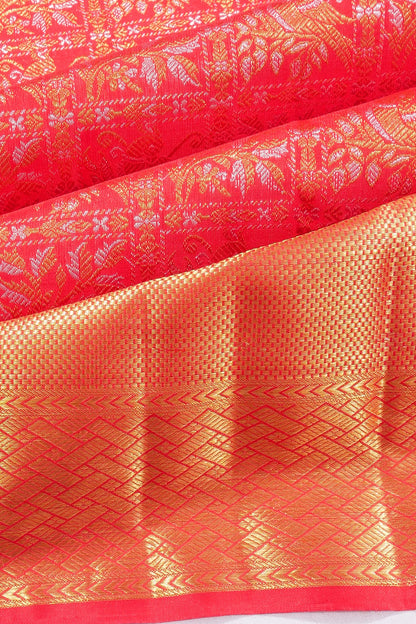 Kankatala Kanchipuram Silk Brocade Red Saree g2