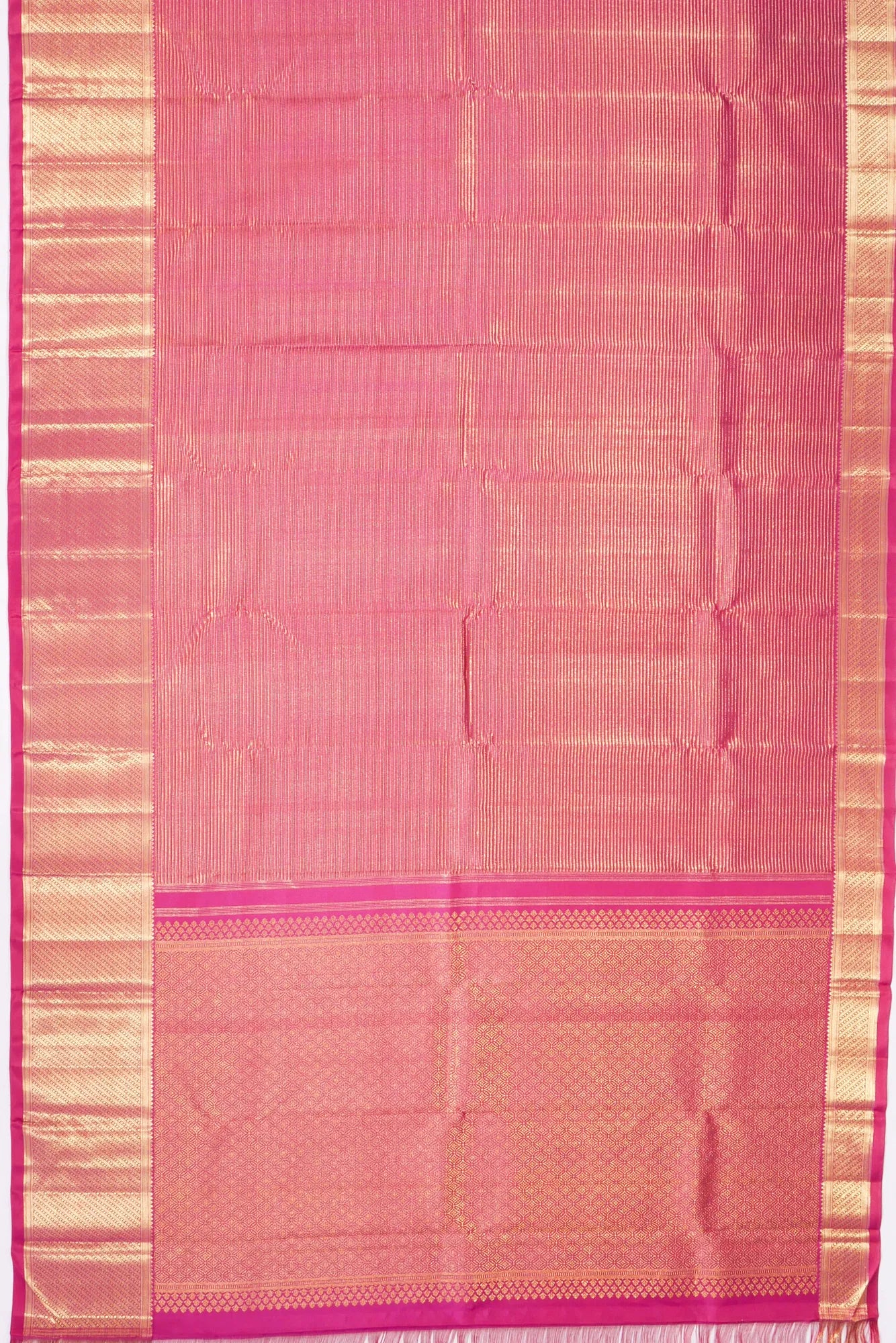 Kankatala Kanchipuram Silk Oosi Lines Pink Saree g2