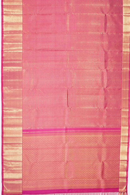 Kankatala Kanchipuram Silk Oosi Lines Pink Saree g2