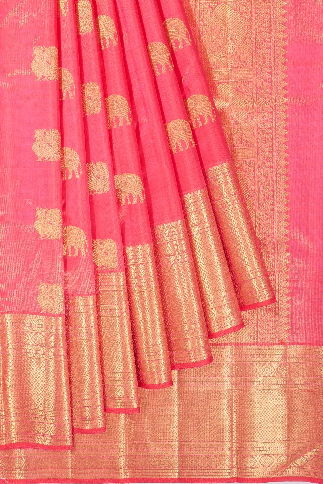 Kanchipuram Silk Tissue Butta Pink Saree