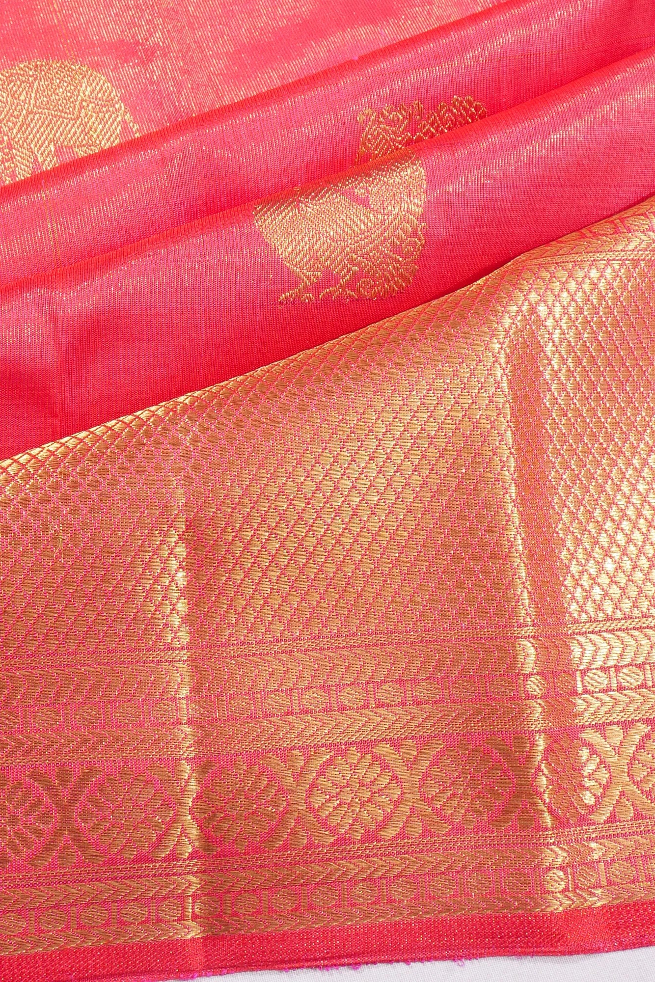 Kanchipuram Silk Tissue Butta Pink Saree