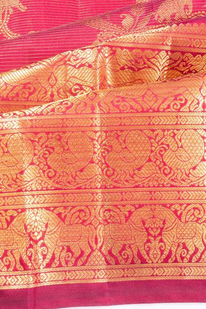 Kankatala Kanchipuram Silk Oosi Lines And Jaal Maroon Saree g2