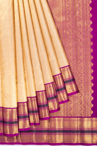 Kankatala Kanchipuram Silk Tissue Oosi Lines Gold Saree g2